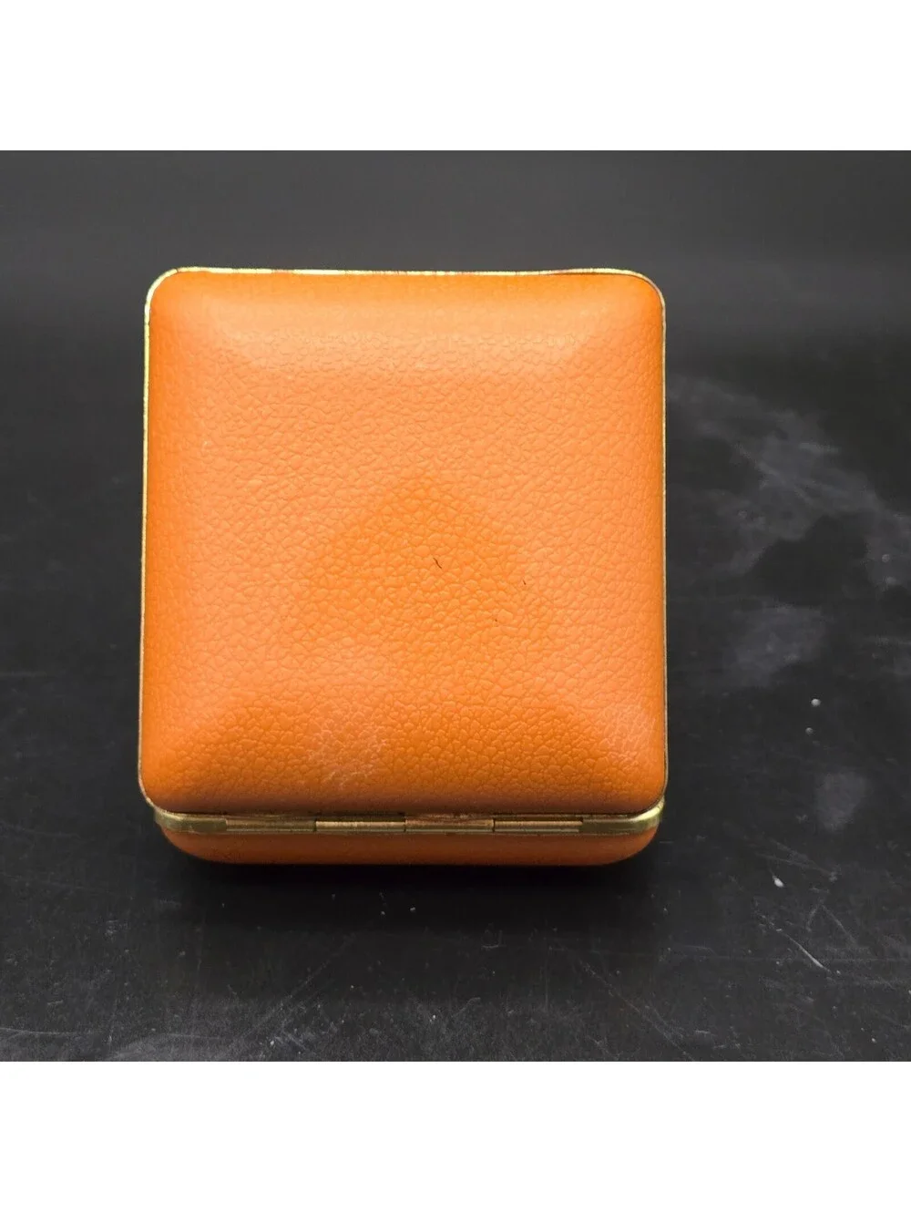 Vintage Seth Thomas Travel Alarm Clock Orange Leather Case Working Mid Century